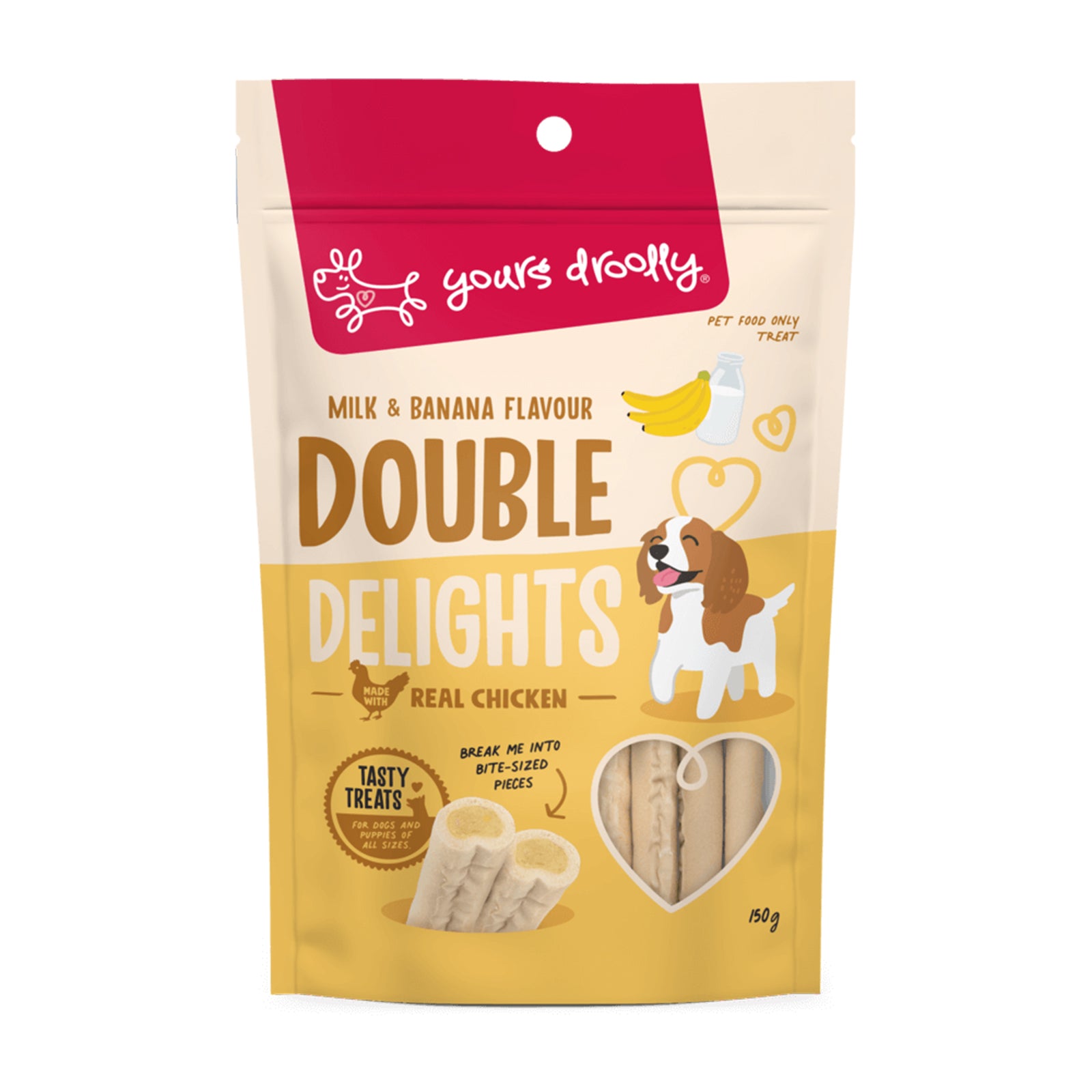 Yours Droolly Double Delights Milk And Banana Treat For Dogs 150g