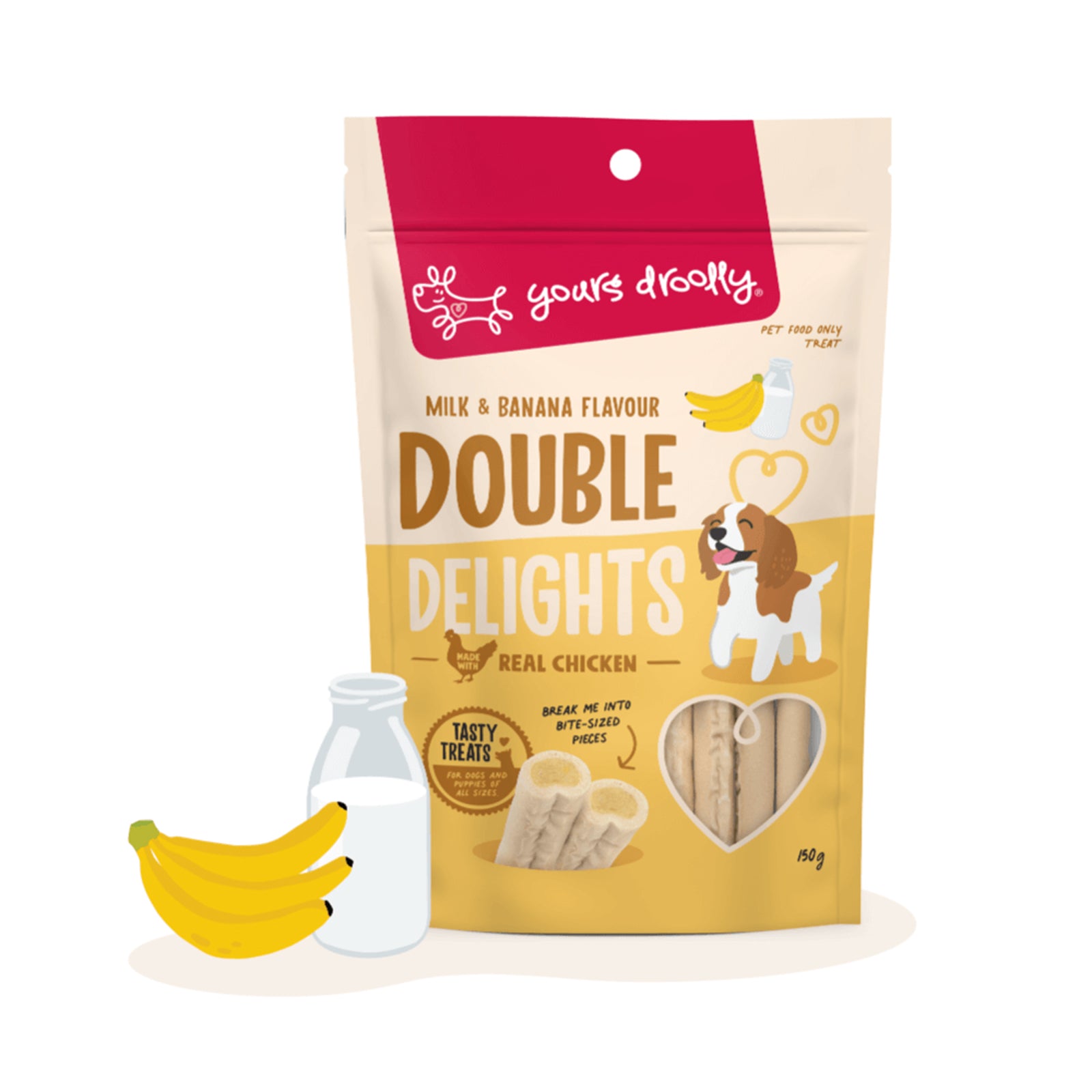 Yours Droolly Double Delights Milk And Banana Treat For Dogs 150g