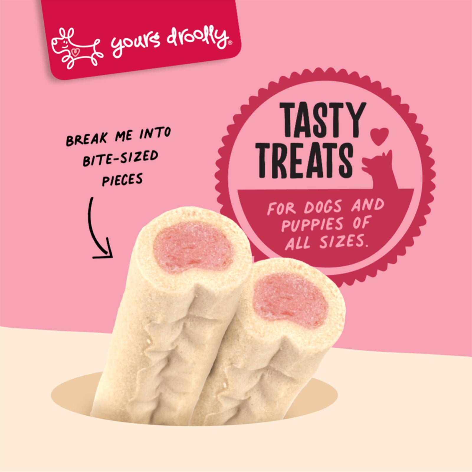 Yours Droolly Double Delights Milk And Strawberry Treat For Dogs 150g