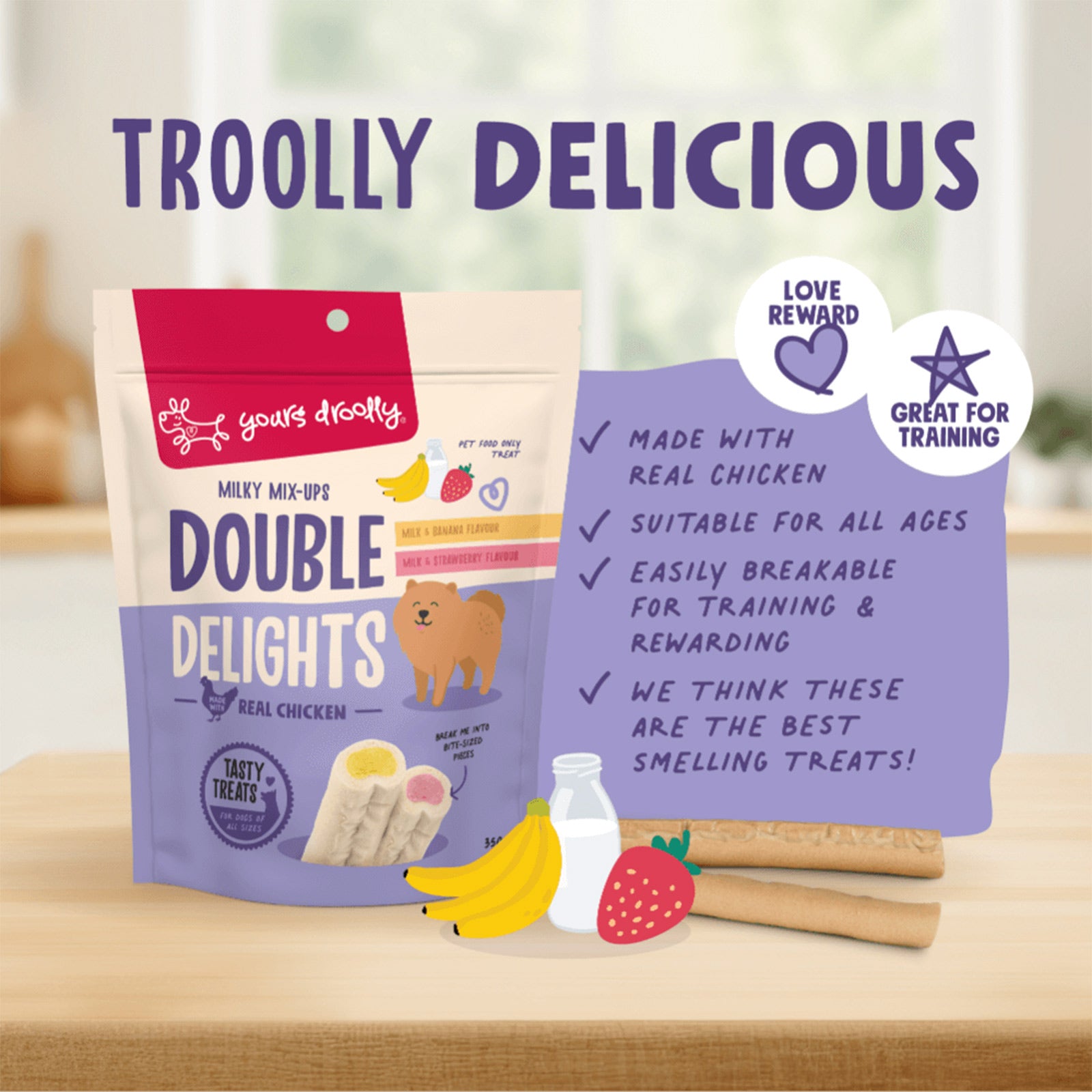 Yours Droolly Double Delights Milky Mix Ups Treats For Dogs 350g