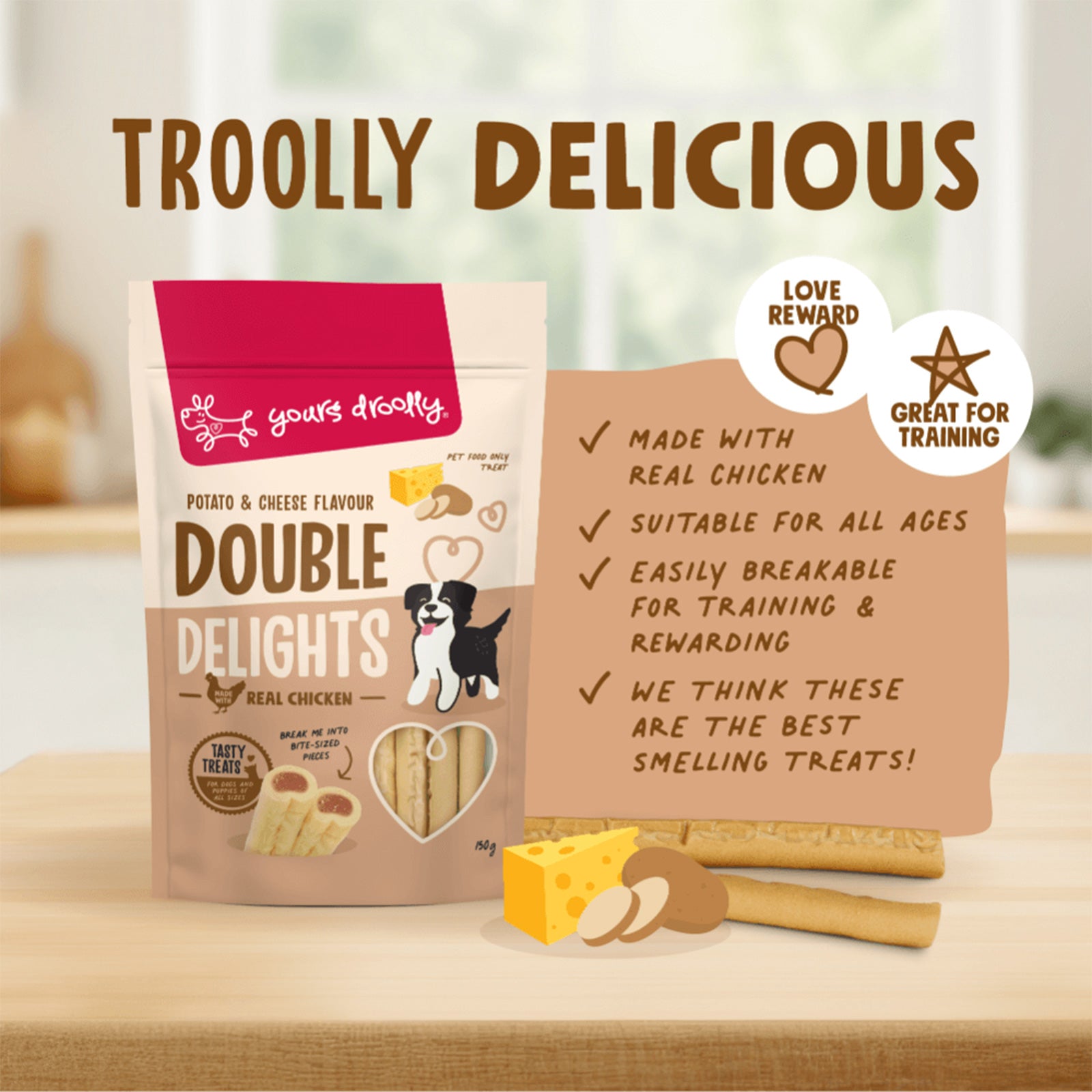 Yours Droolly Double Delight Potato & Cheese 150g