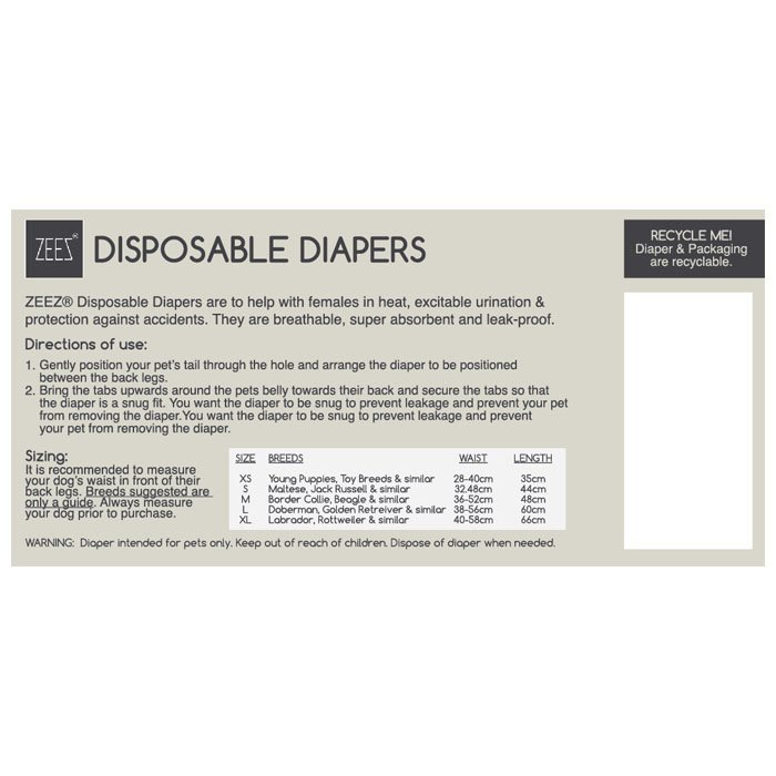 Diapers Disposable Zeez 12Pk