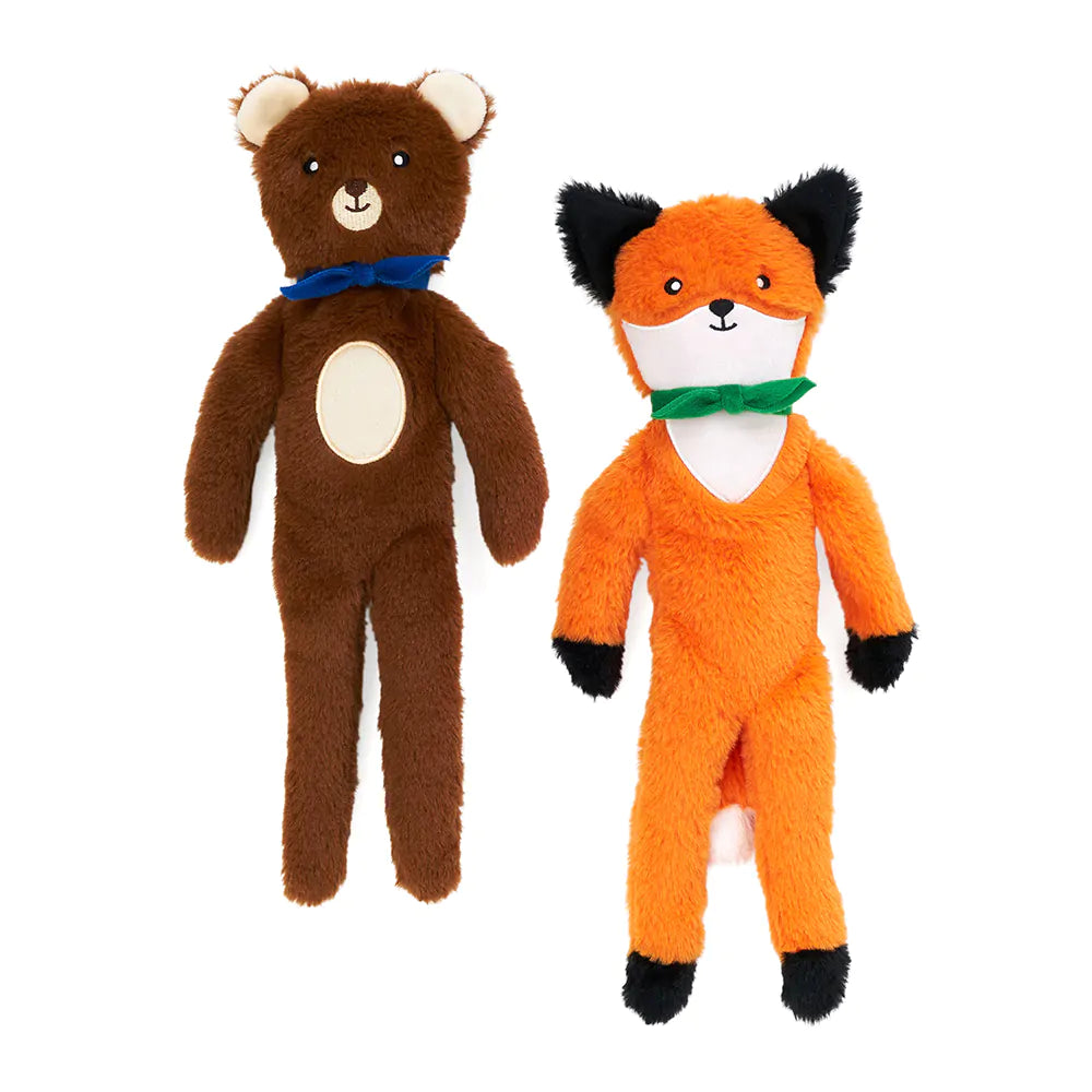 Zippypaws Fluffy Peltz - Bear And Fox 40X13X5Cm (2 Pk)