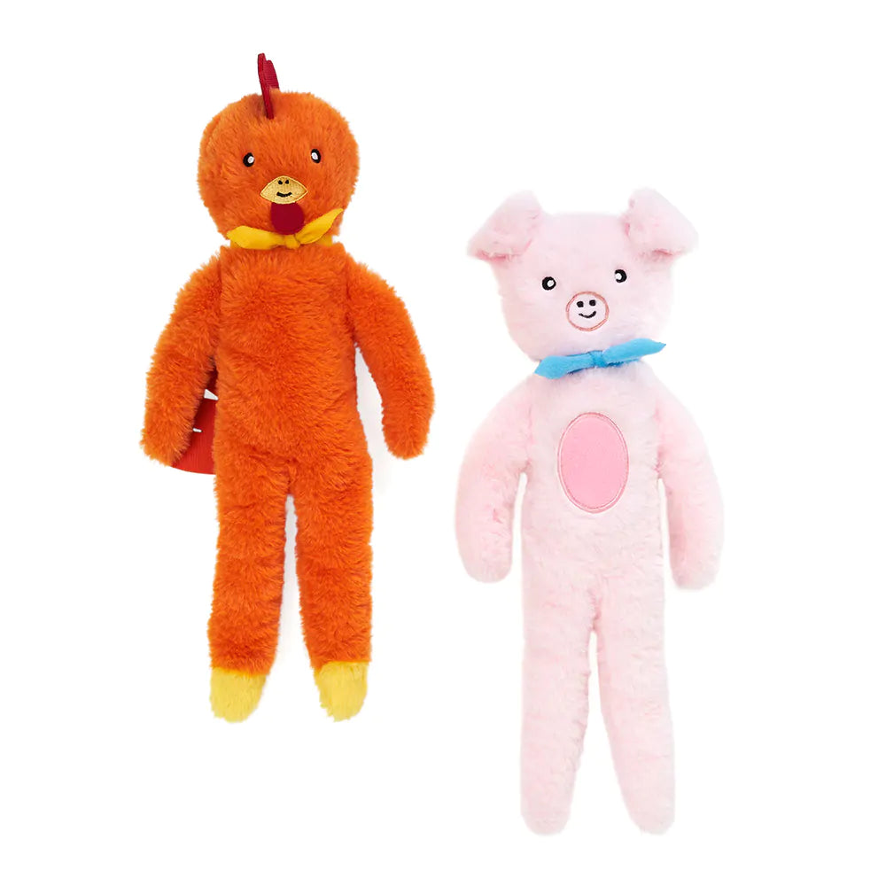 Zippypaws Fluffy Peltz - Chicken And Pig 40X13X5Cm (2 Pk)