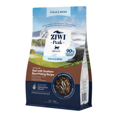 Ziwi Peak Steam Dried Cat Food 800g Beef with Southern Blue Whiting