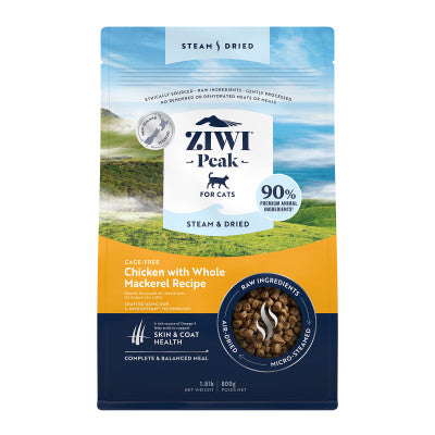 Ziwi Peak Steam Dried Cat Food 800g Chicken with Whole Mackerel