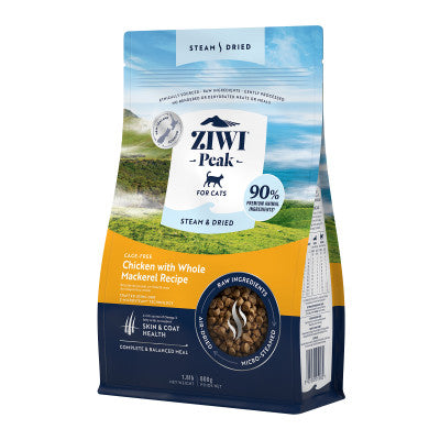 Ziwi Peak Steam Dried Cat Food 800g Chicken with Whole Mackerel