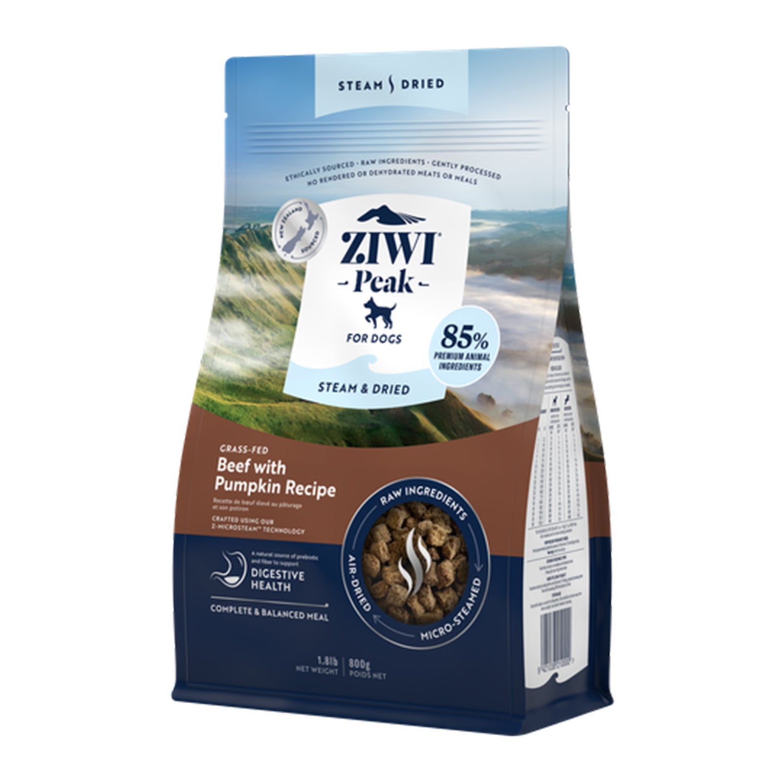 Ziwi Peak Steam Dried Dog Food Beef with Pumpkin