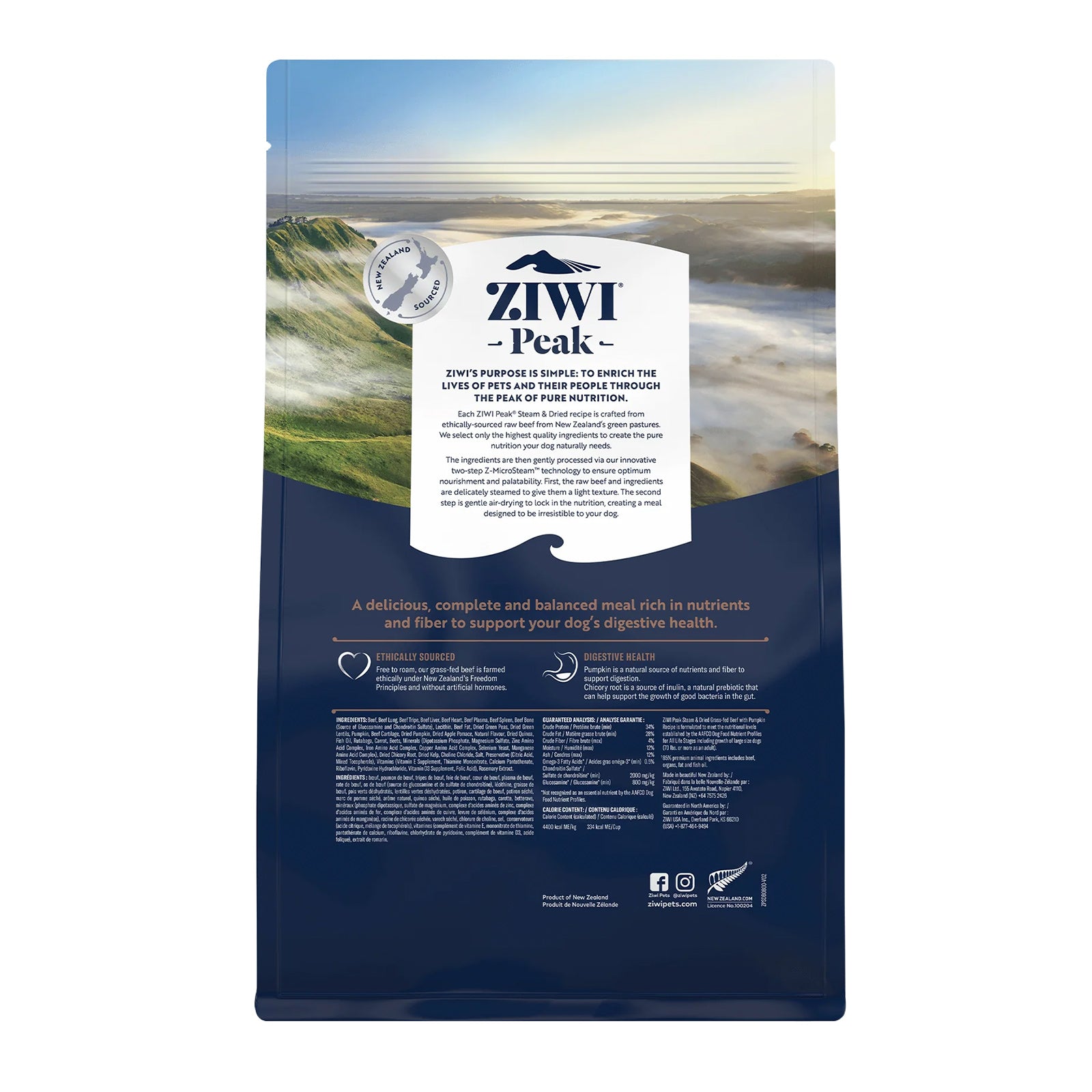 Ziwi Peak Steam Dried Dog Food Beef with Pumpkin