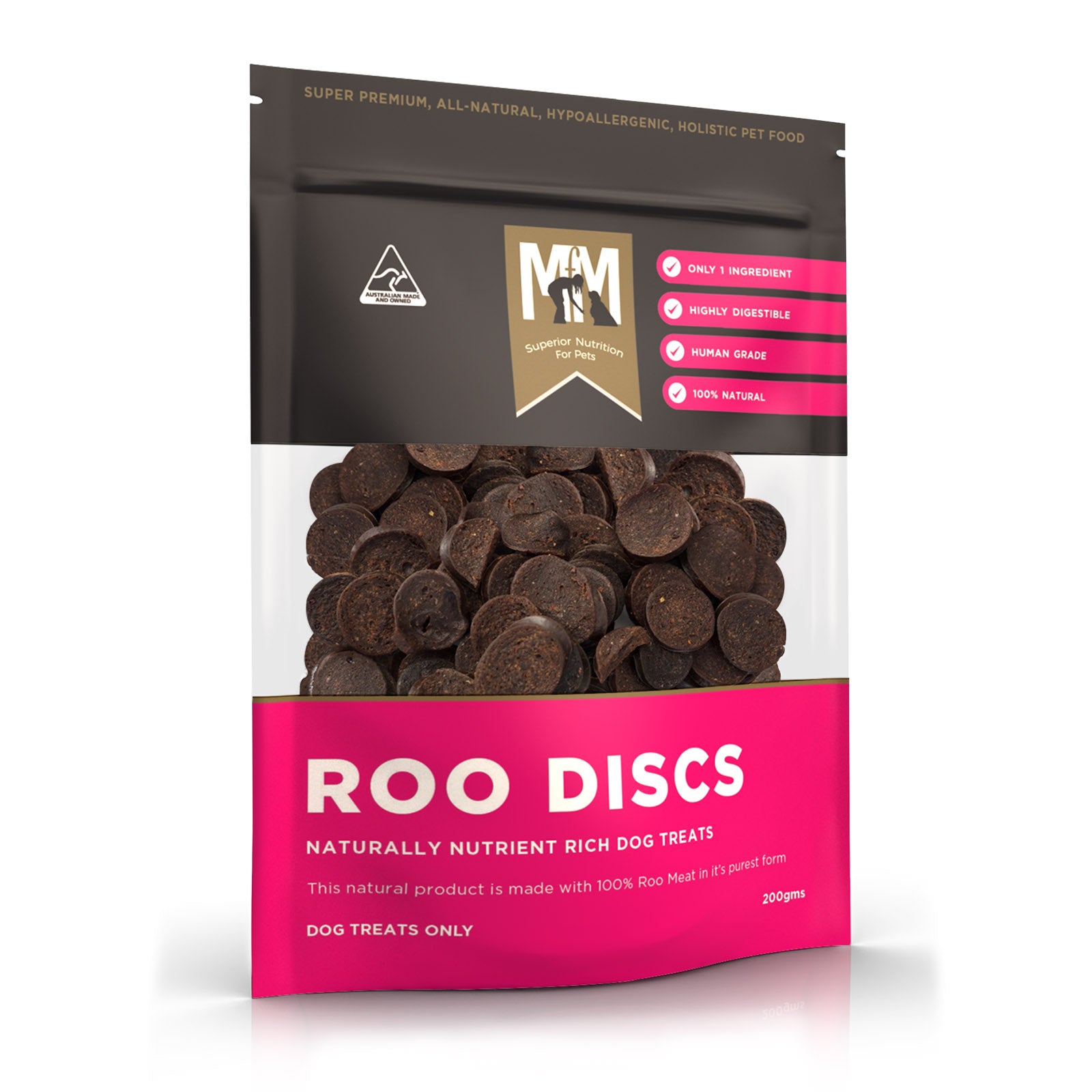 Meals For Mutts Dog Kangaroo Disc Treats 200g