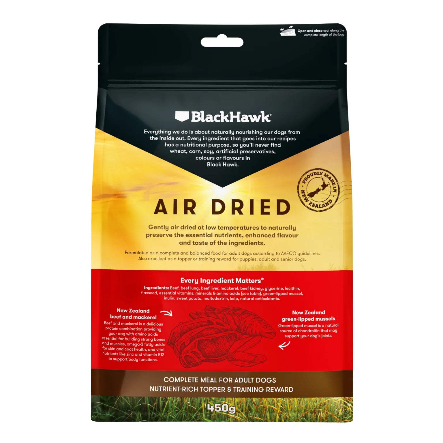 Black Hawk Air Dried Beef and Mackerel