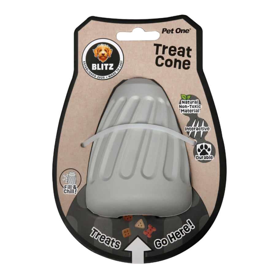 Dog Toy Blitz Rubber Treat Cone Grey