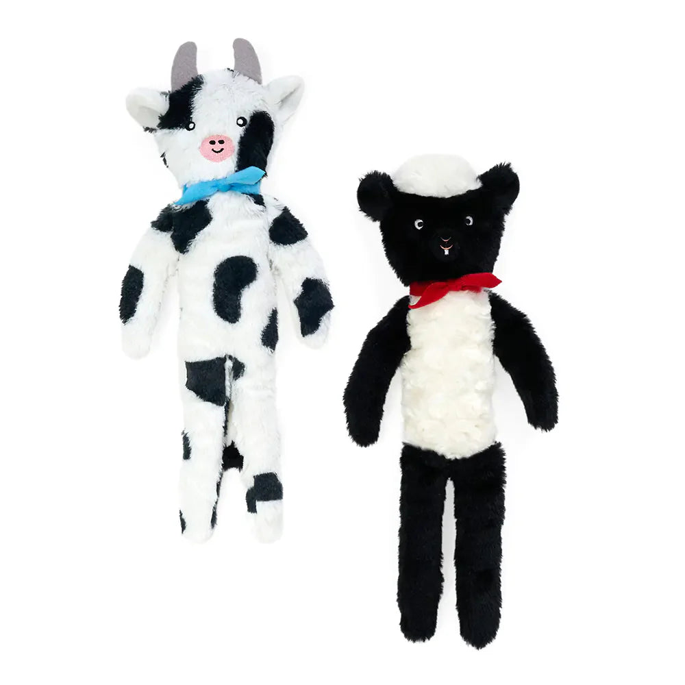 Zippypaws Fluffy Peltz - Cow And Sheep 40X13X5Cm (2 Pk)