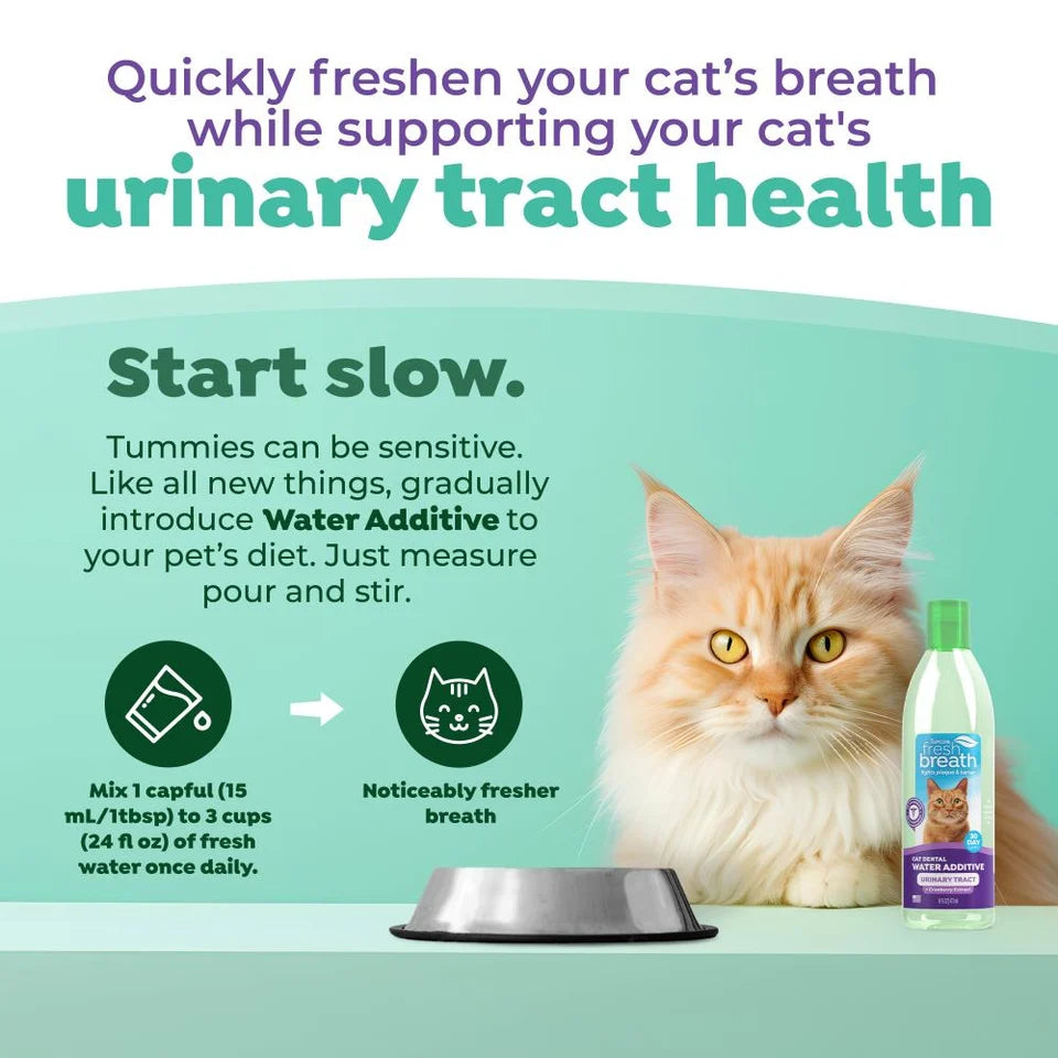 Tropiclean Fresh Breath Dental Water Additive plus Urinary Tract Support for Cats 473ml