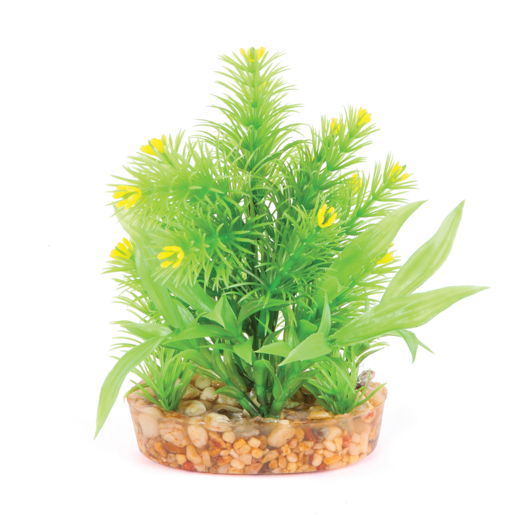 Plastic Plant Bush Yellow Flower 15 Cm