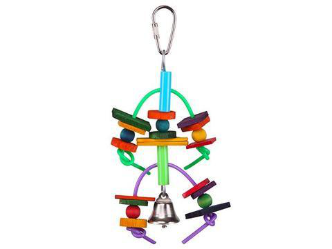 Bird Toy Two Tier With Log And Bell Small