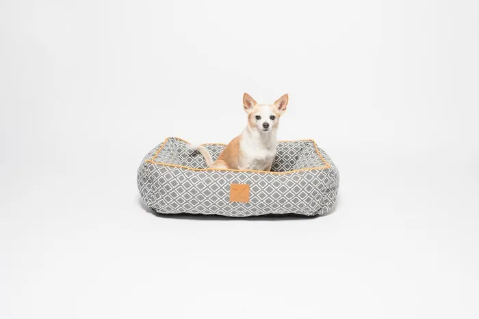 M&B Bolster Bed Grey Ikat Large
