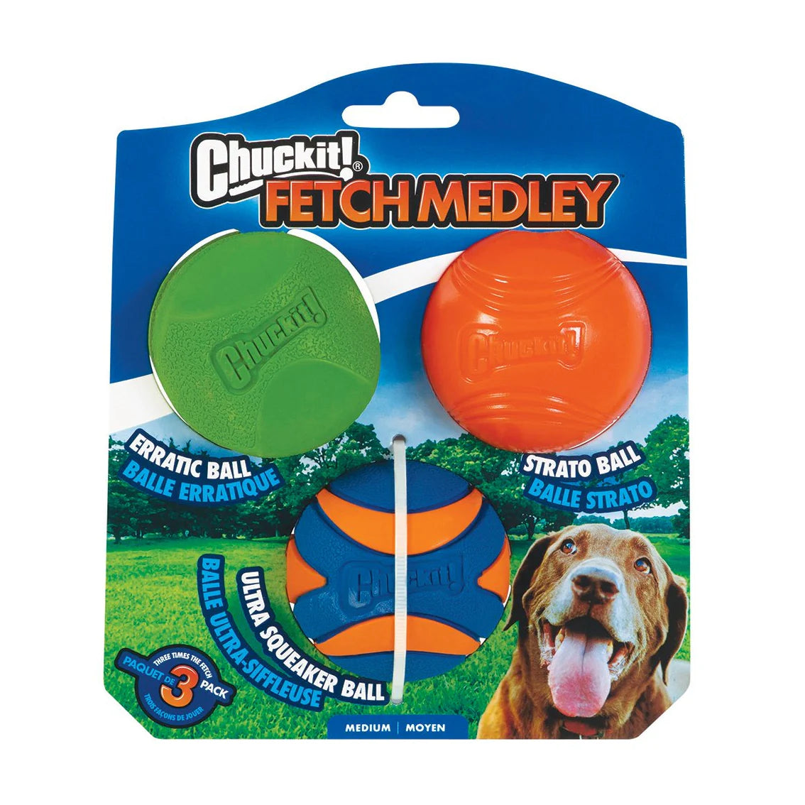 Chuckit Fetch Medley Balls Gen 2 - Medium 6Cm (3Pk)