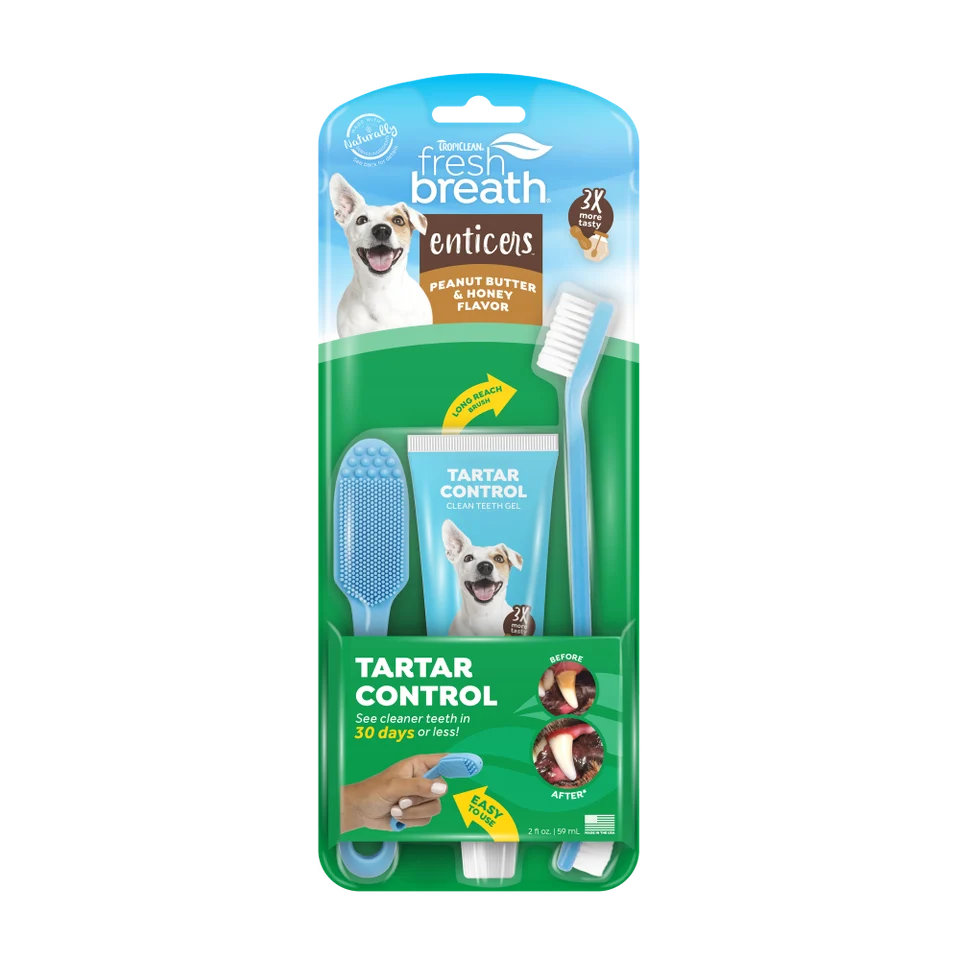 Tropiclean Fresh Breath Enticers Peanut Butter & Honey Oral Care Kit
