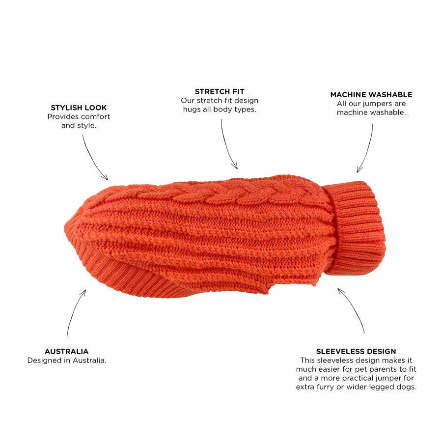 Huskimo Dog Jumper Cali Knit Tangerine