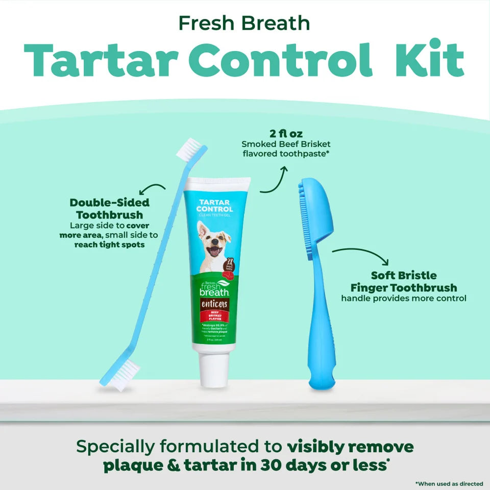 Tropiclean Fresh Breath Enticers Smoked Beef Brisket Oral Care Kit