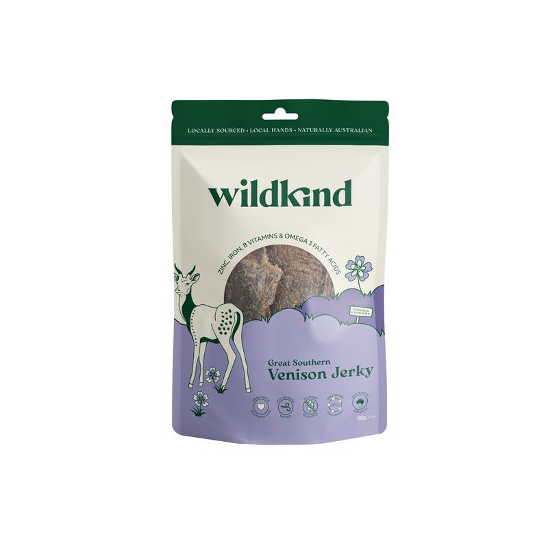 Wildkind Dog Treat Great Southern Venison Jerky 100g