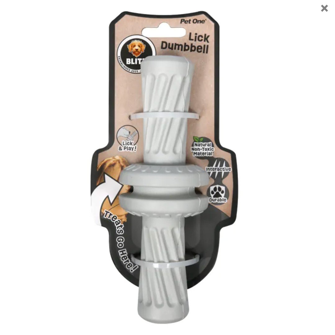 Dog Toy Blitz Rubber Lick Dumbbell Grey