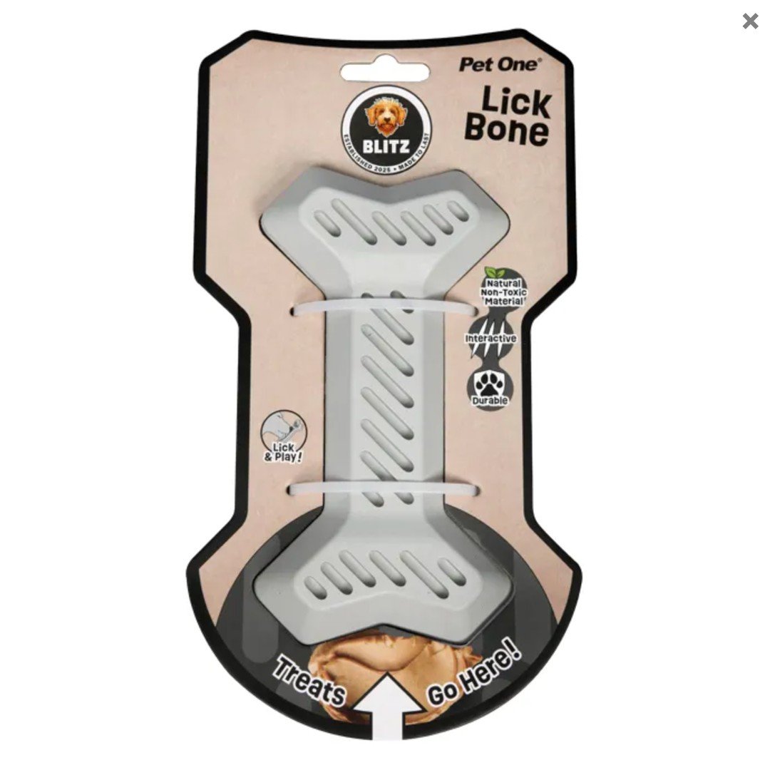 Dog Toy Blitz Rubber Lick Bone Grey