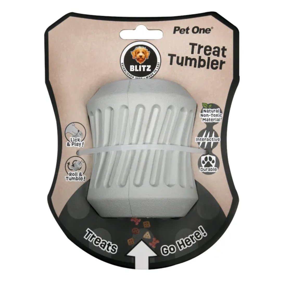 Dog Toy Blitz Rubber Treat Tumbler Grey