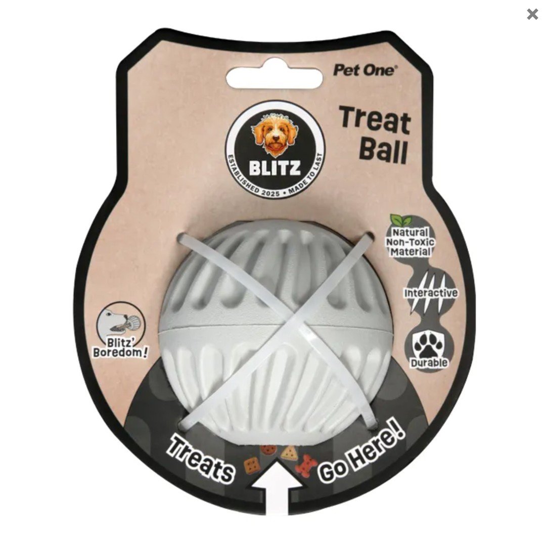 Dog Toy Blitz Rubber Treat Ball Grey